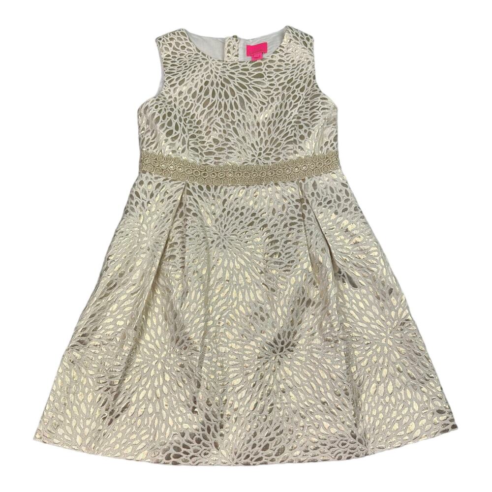 Girls Lilly Pulitzer Abrianna Gold Dress Size 12